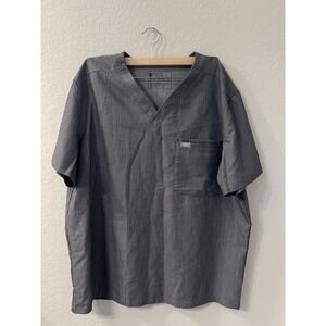 Figs Mens Leon 3 Pocket Scrub Top XL Gray Technical Collection Medical
